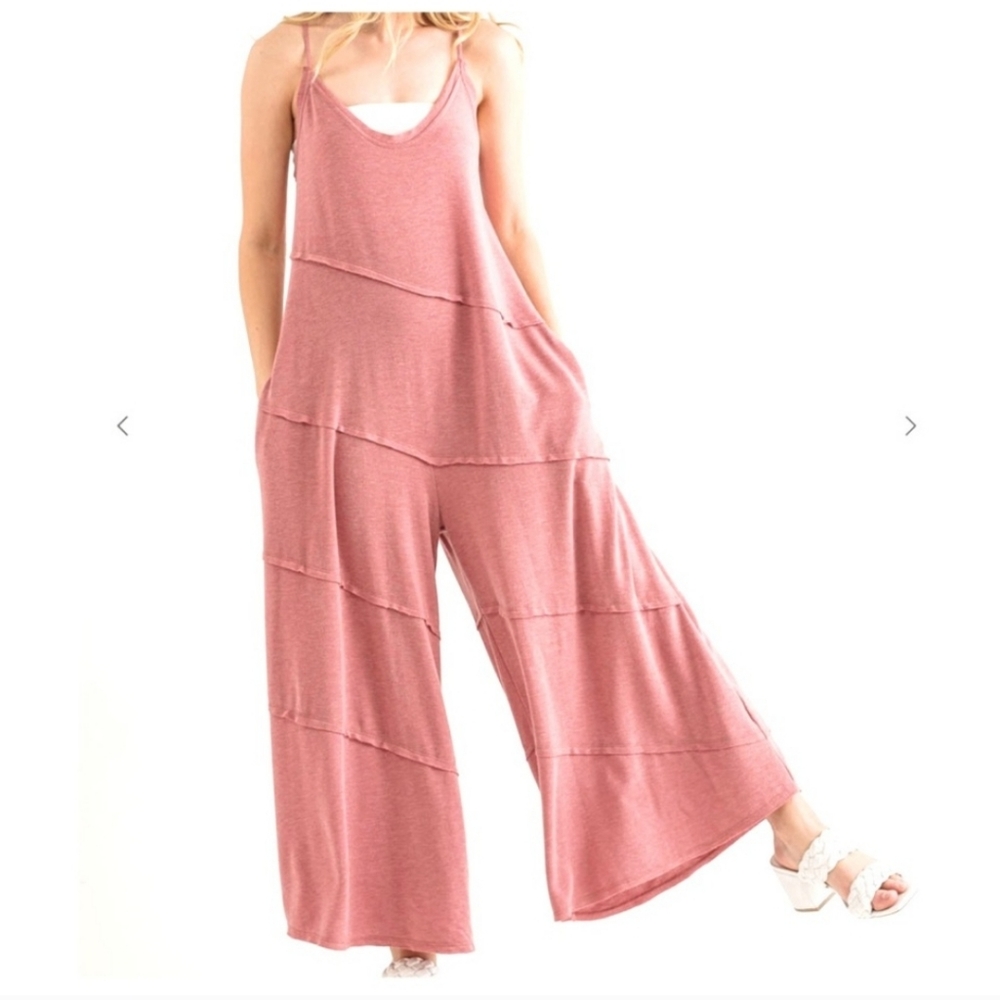 Relaxed Rose Pink Wide-Leg Jumpsuit – Effortless & Comfy Cool For Spring/Summer